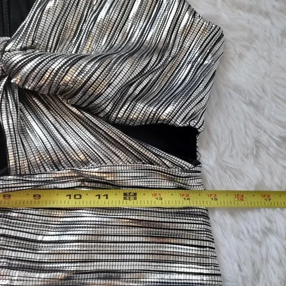 Gabrielle Union for NY&Co Silver Metalic Ilussion Dress Size Meduim NWT - Picture 9 of 10